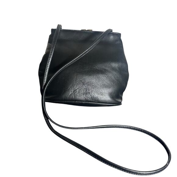 Giani Bernini Black Leather Crossbody Shoulder Bag Vintage Classic - Picture 1 of 12